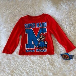 NWT NINTENDO SUPER MARIO Red Long Sleeve Shirt flame resistant Boys Sz 4T NWT